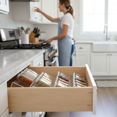 Rangement epices tiroirs